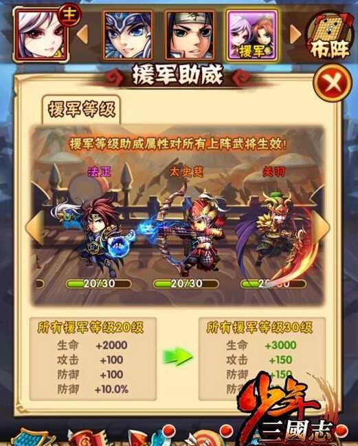 少年三国志援军助威怎么提升