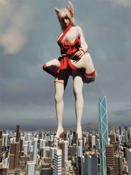 《女巨人游乐场》官方新截图：性感白丝狐妖践踏城市