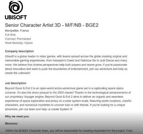 曝《超越善恶2》仍未接近正式发布 角色都没成型